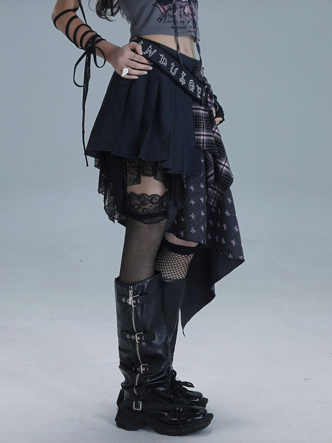 Gothic Asymmetric Plaid Skirt