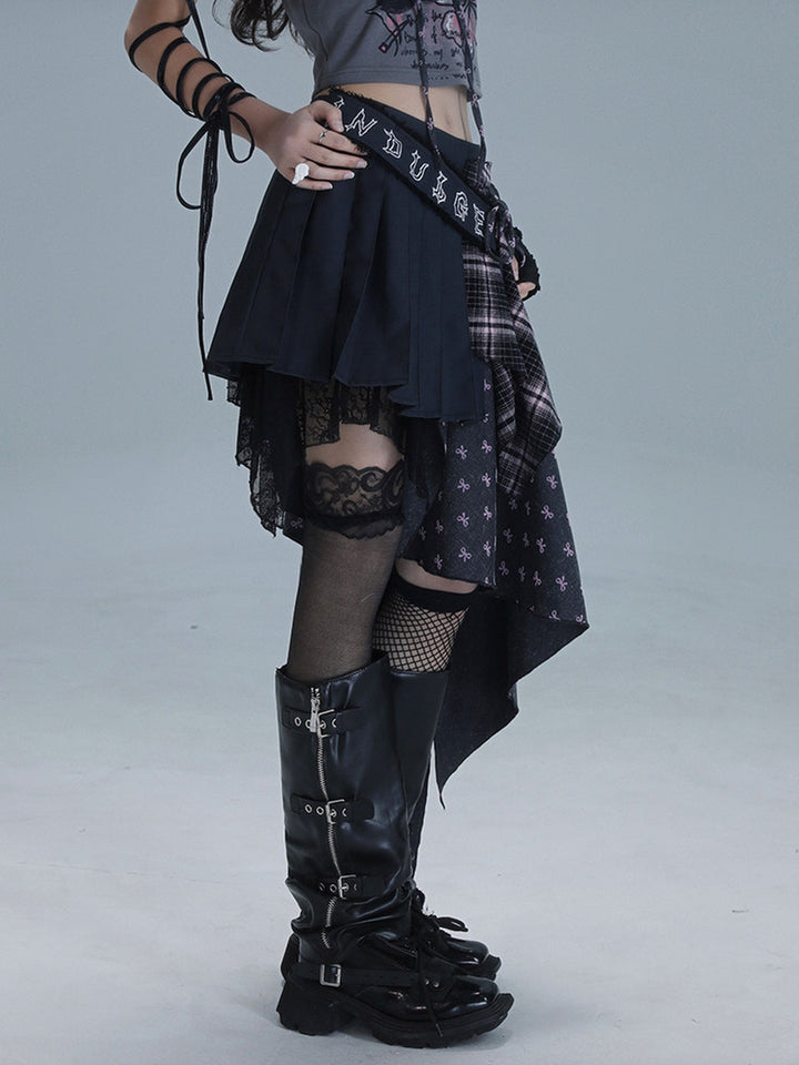 Gothic Asymmetric Plaid Skirt