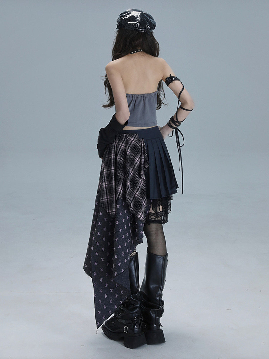 Gothic Asymmetric Plaid Skirt