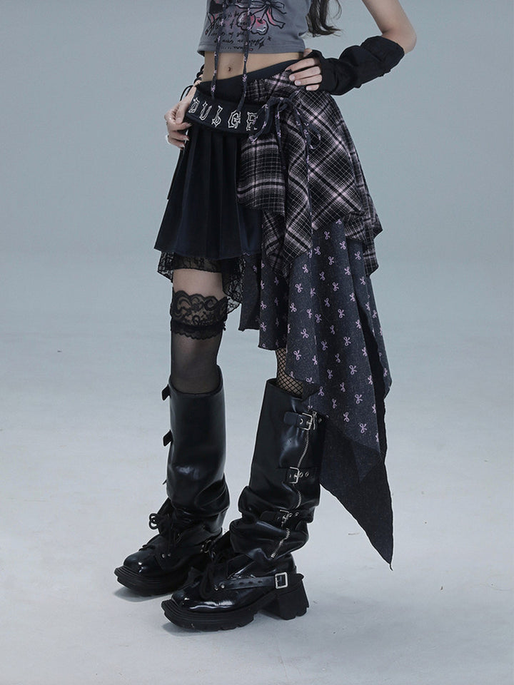 Gothic Asymmetric Plaid Skirt