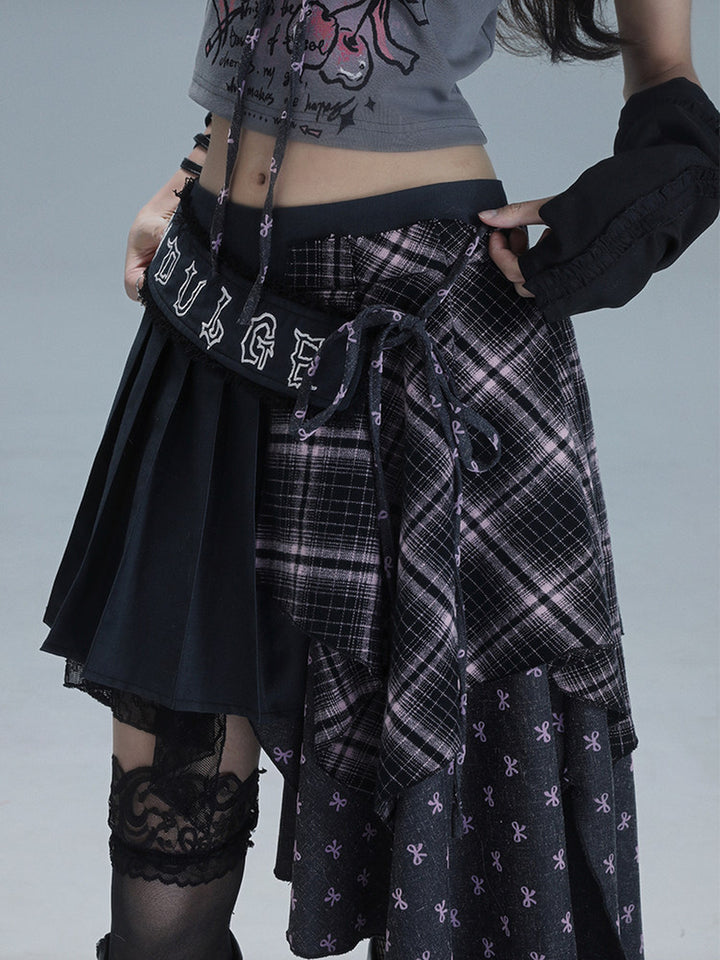 Gothic Asymmetric Plaid Skirt