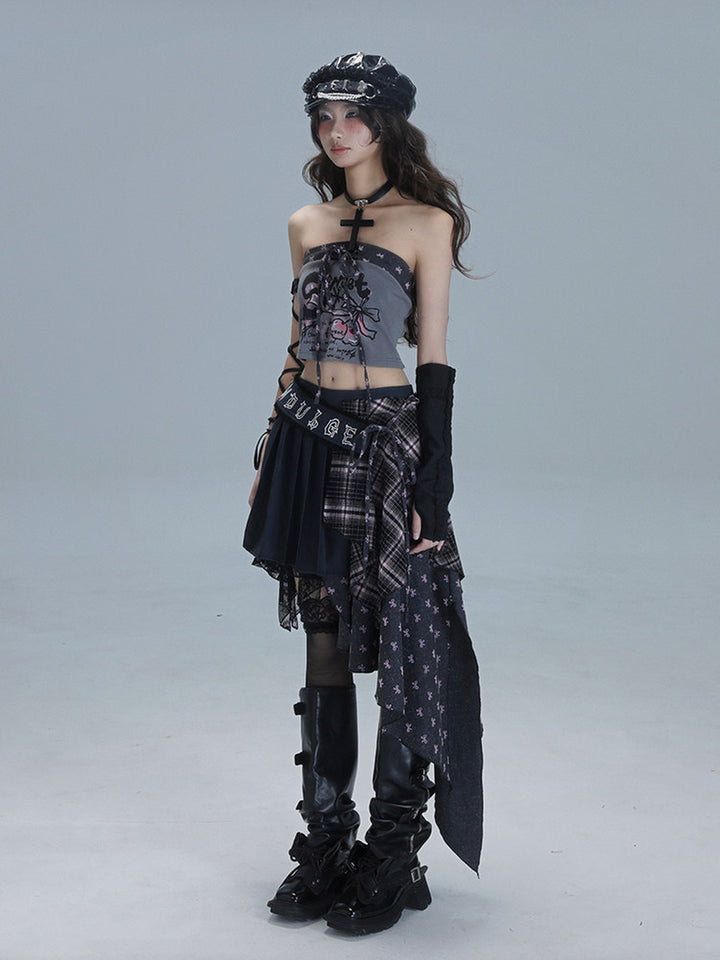 Gothic Asymmetric Plaid Skirt