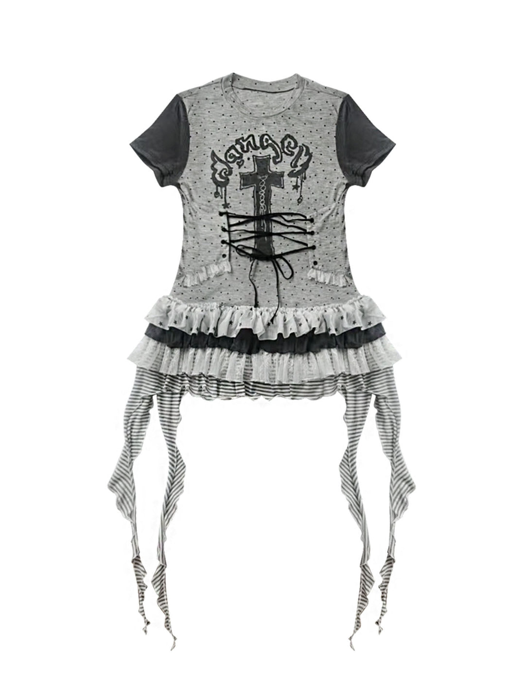 Gothic Lace-Up Longline T-Shirt