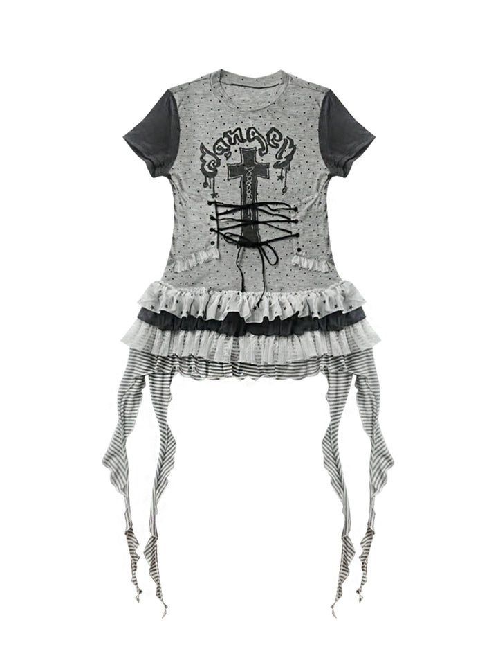 Gothic Lace-Up Longline T-Shirt