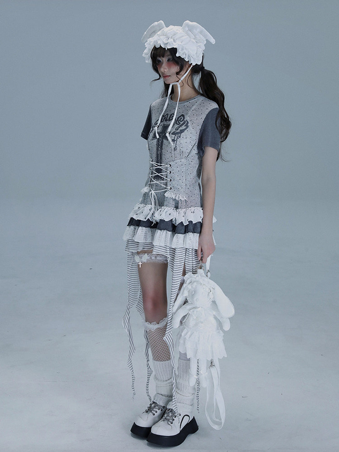 Gothic Lace-Up Longline T-Shirt