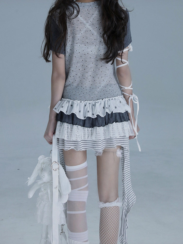 Gothic Lace-Up Longline T-Shirt
