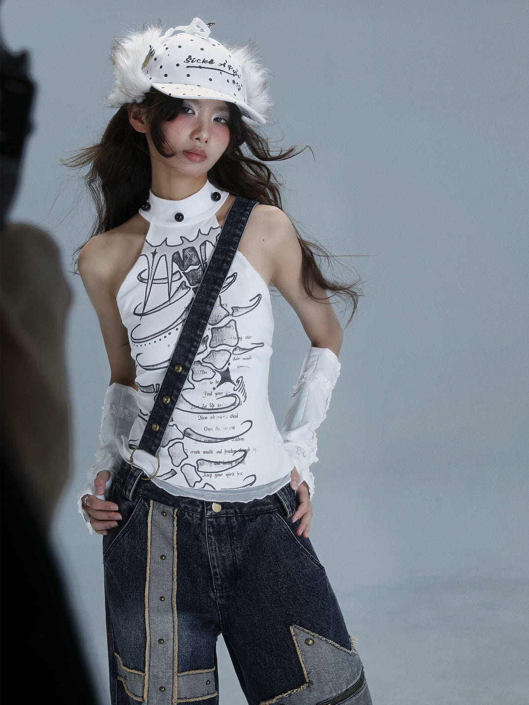 Gothic Spine Graphic Halter Tank Top