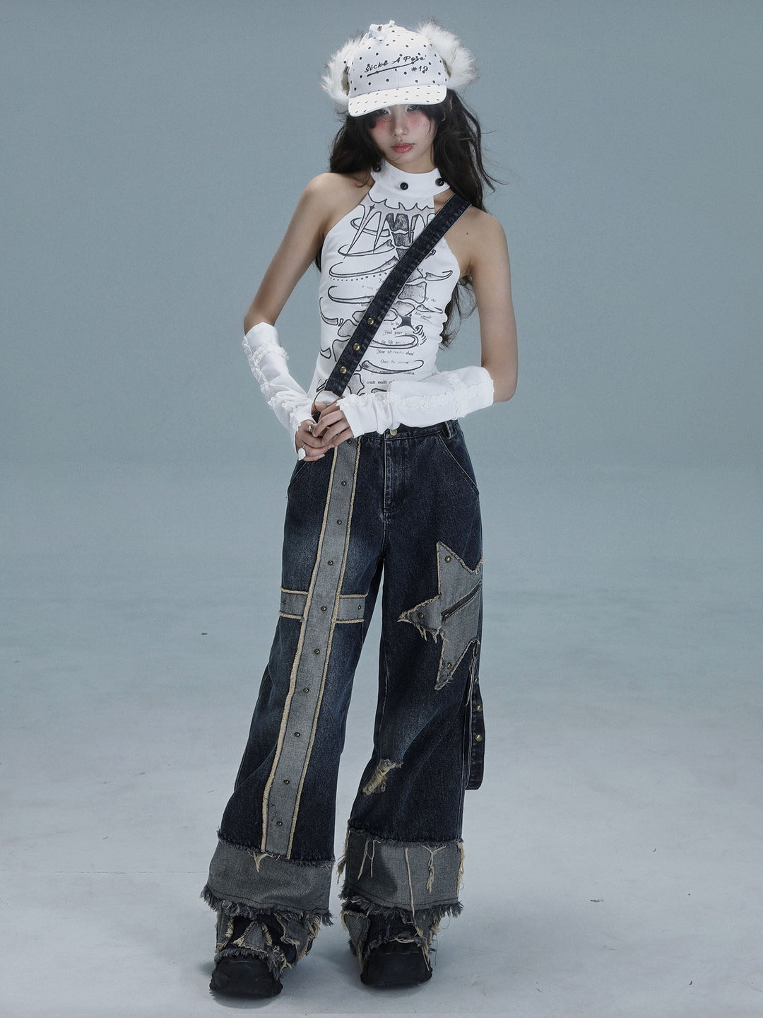 Gothic Spine Graphic Halter Tank Top
