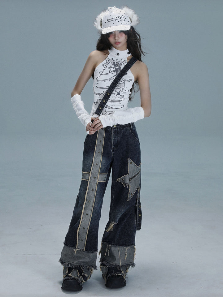 Gothic Spine Graphic Halter Tank Top