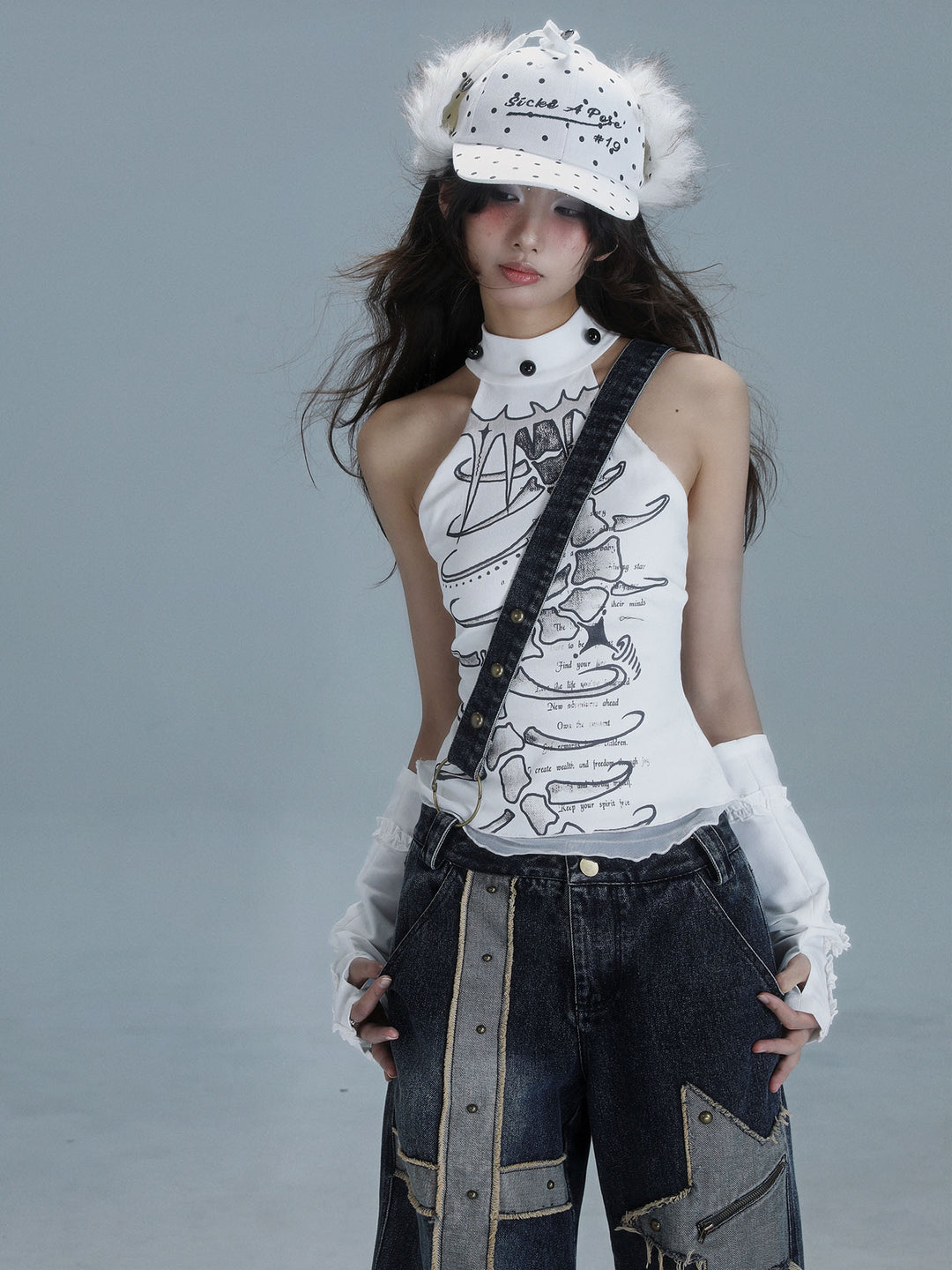 Gothic Spine Graphic Halter Tank Top