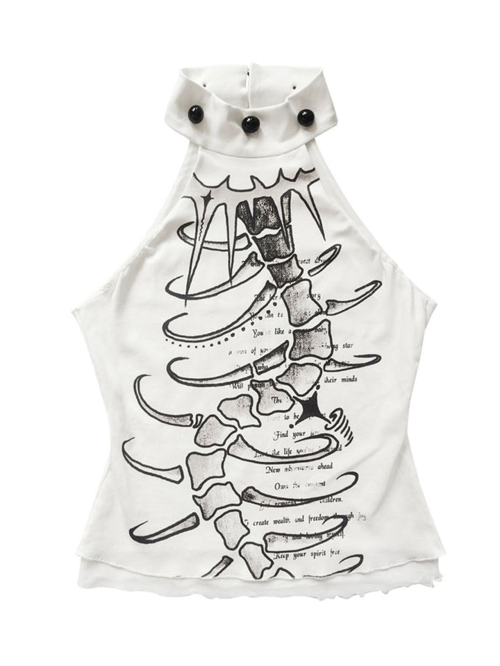 Gothic Spine Graphic Halter Tank Top