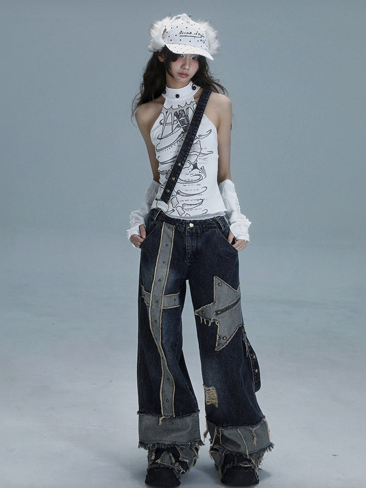 Gothic Spine Graphic Halter Tank Top