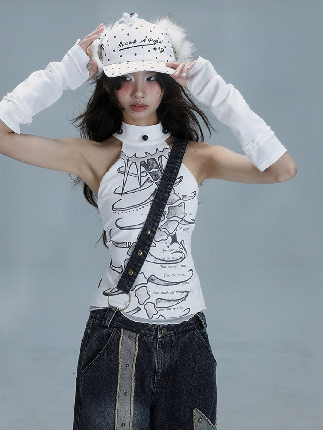 Gothic Spine Graphic Halter Tank Top