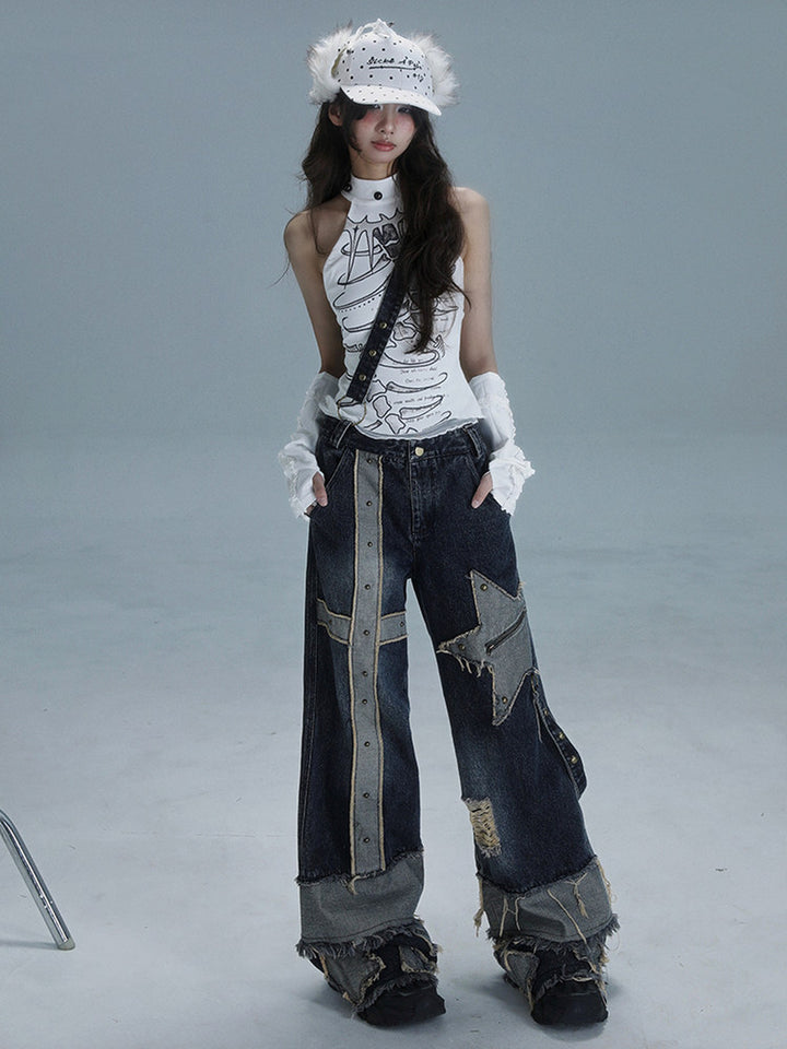 Gothic Spine Graphic Halter Tank Top