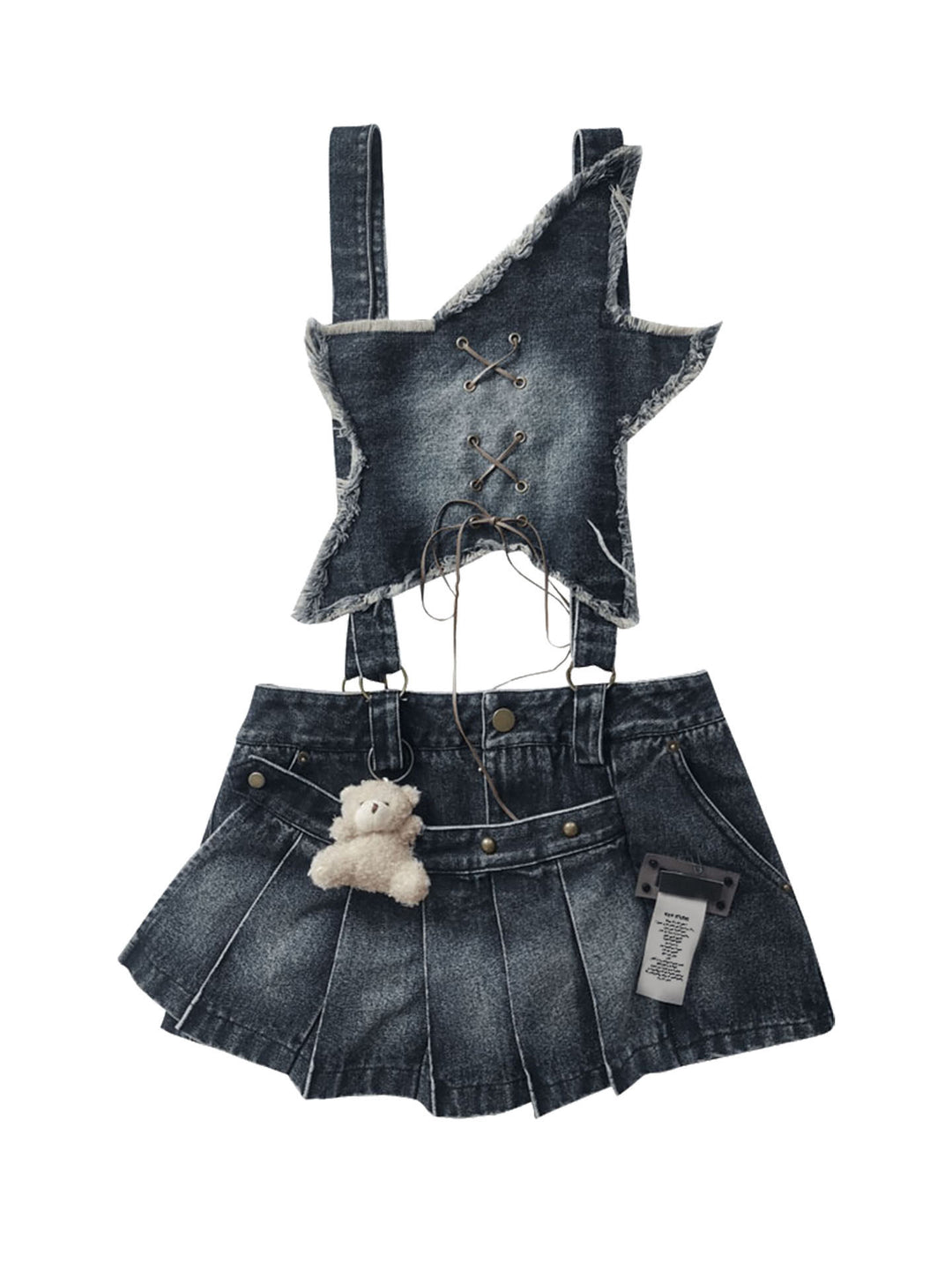 Y2K Detachable Bib Denim Skort
