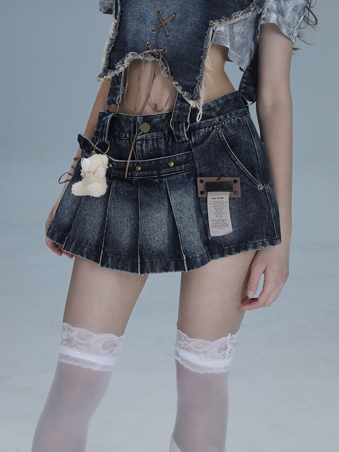 Y2K Detachable Bib Denim Skort
