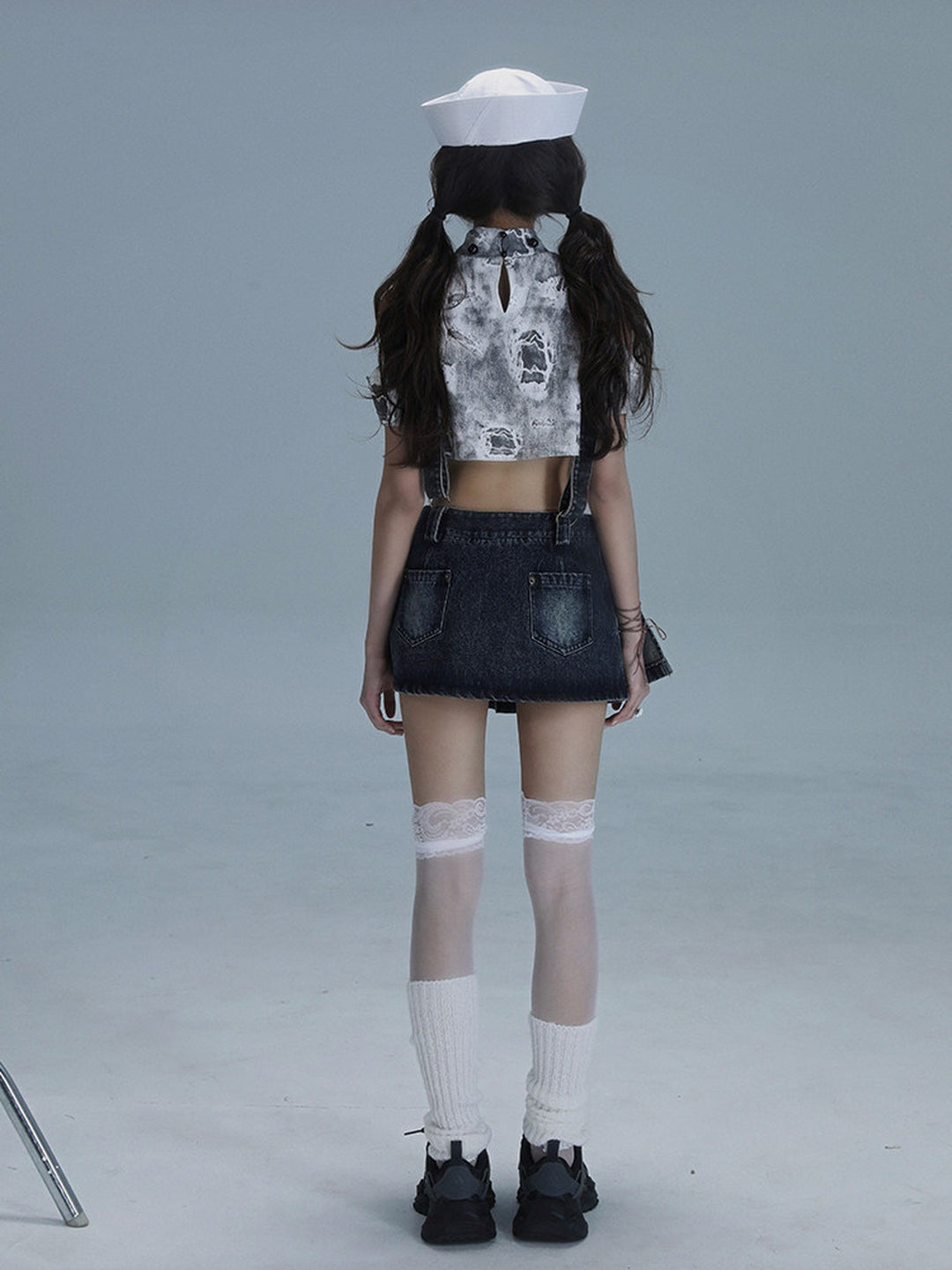 Y2K Detachable Bib Denim Skort
