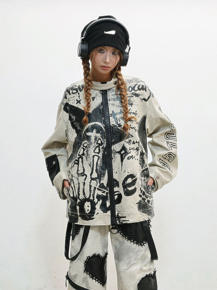 Punk Graffiti Moto Jacket