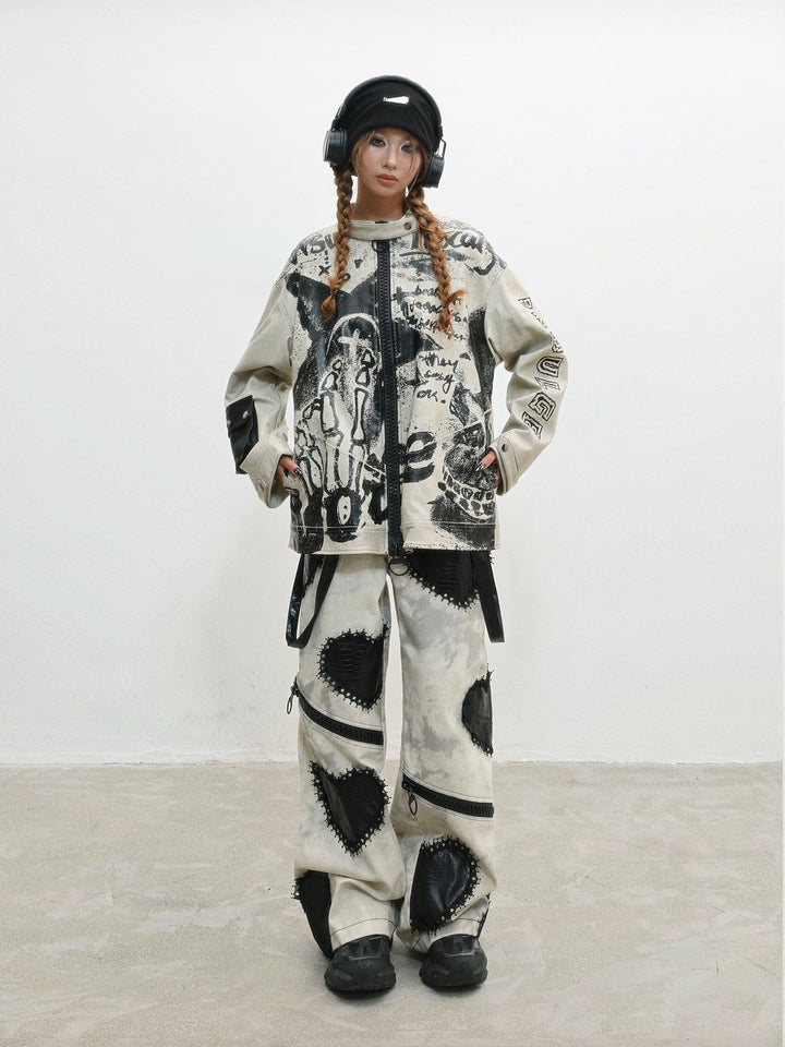 Punk Graffiti Moto Jacket