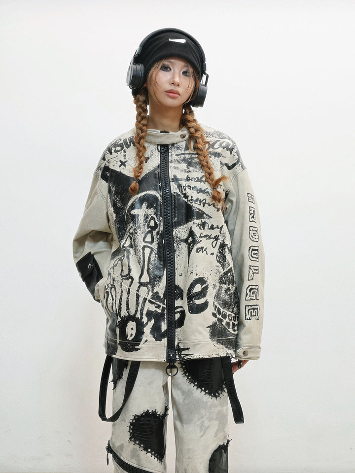 Punk Graffiti Moto Jacket