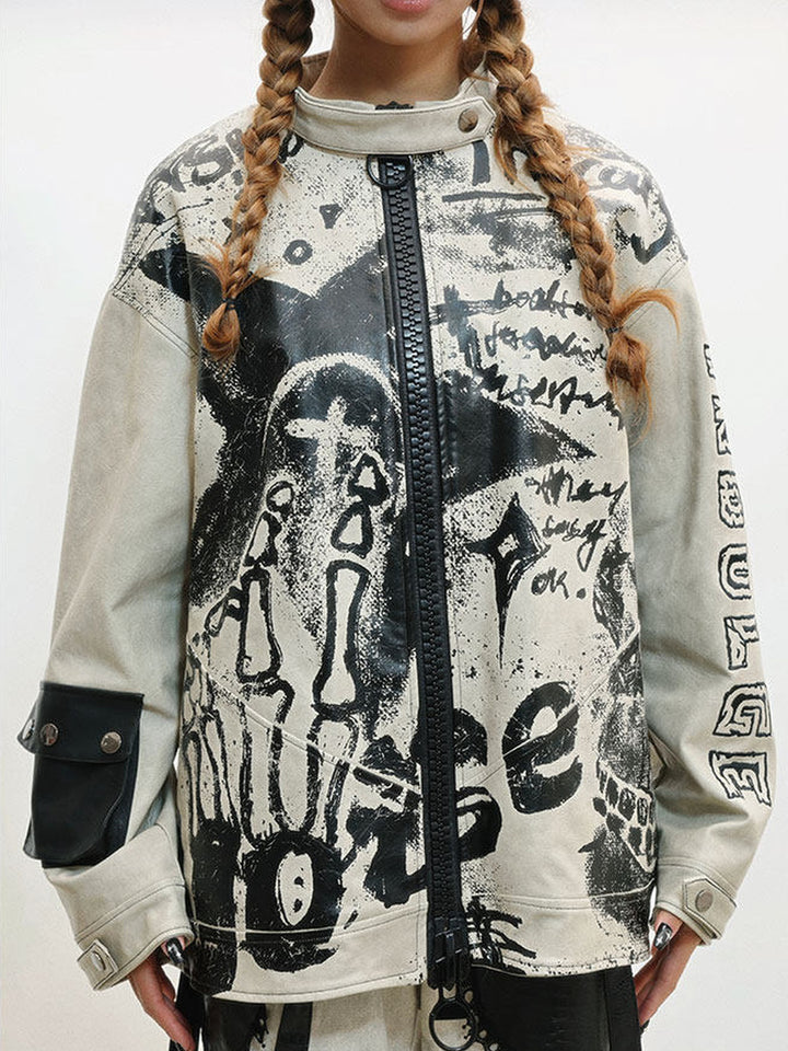 Punk Graffiti Moto Jacket
