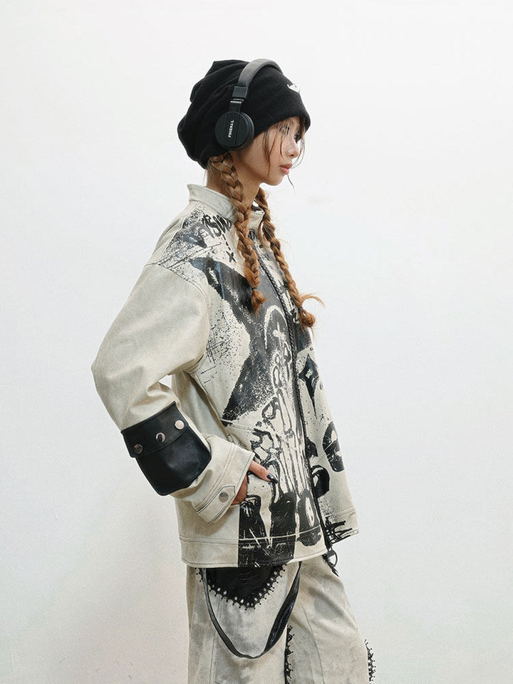Punk Graffiti Moto Jacket