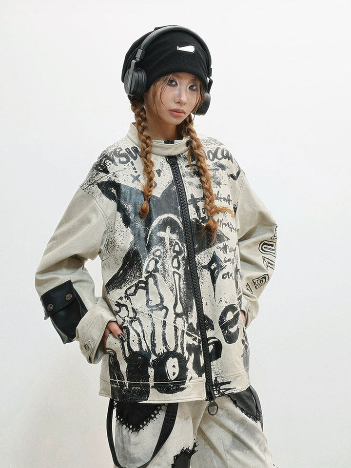 Punk Graffiti Moto Jacket