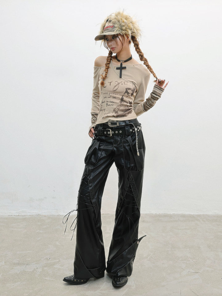 Y2K Asymmetric Cutout Knit Top