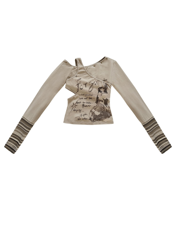 Y2K Asymmetric Cutout Knit Top