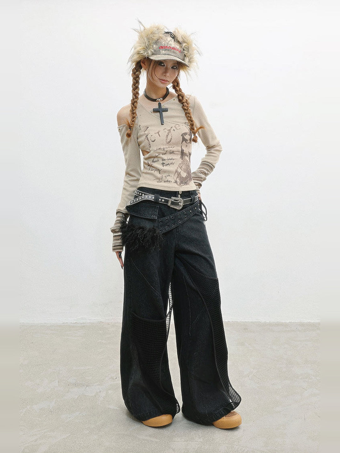 Y2K Asymmetric Cutout Knit Top