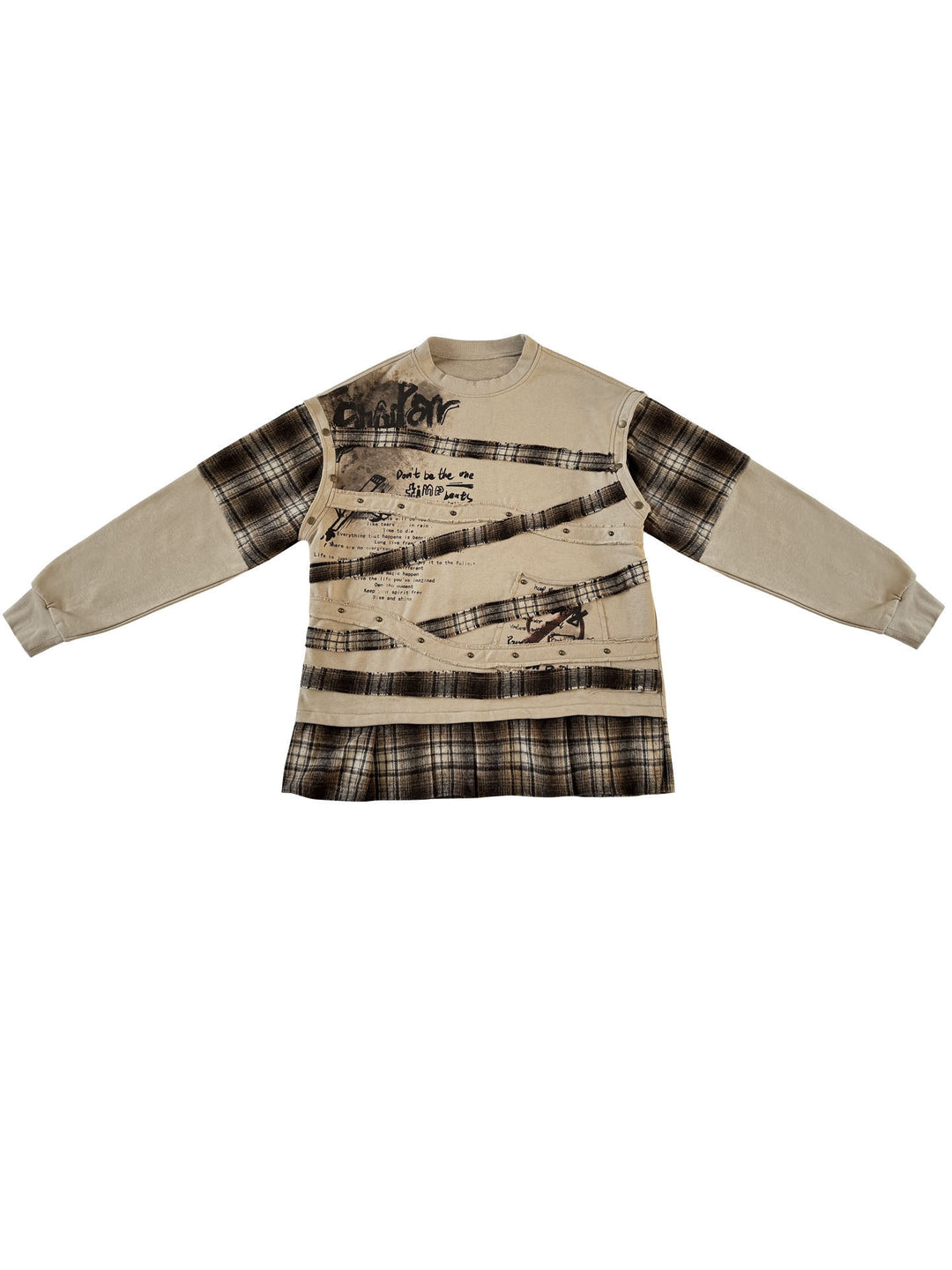 Grunge Plaid Patchwork Sweatshirt