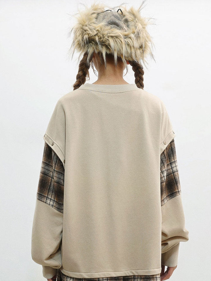 Grunge Plaid Patchwork Sweatshirt