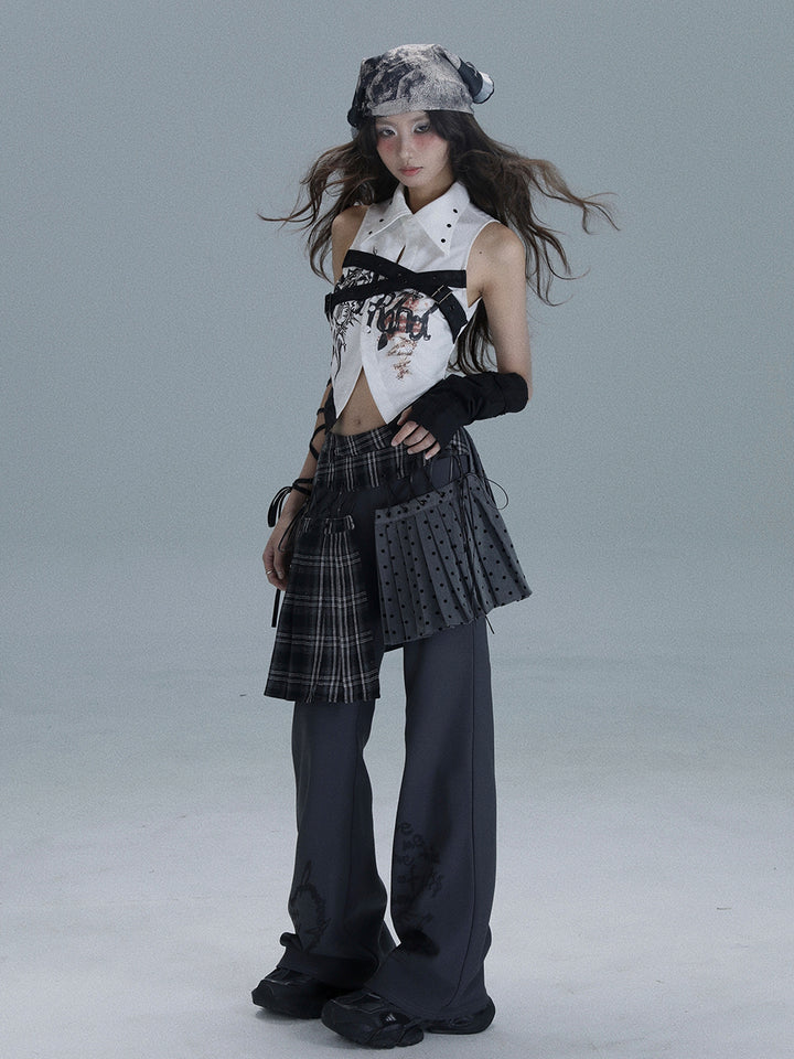 Punk Harness Graphic Crop Shirt