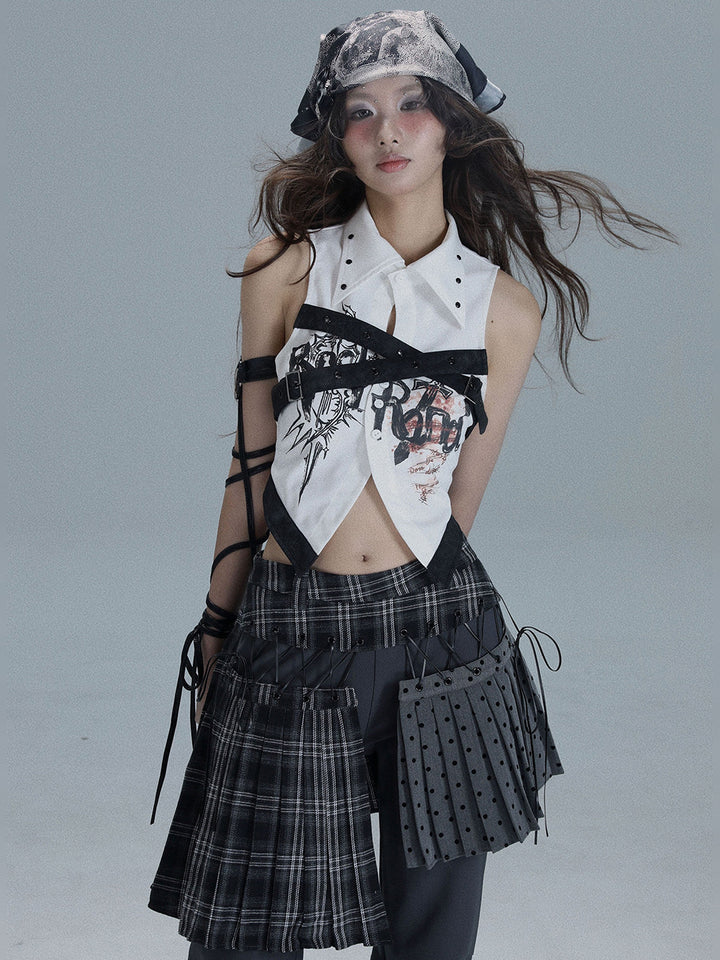 Punk Harness Graphic Crop Shirt