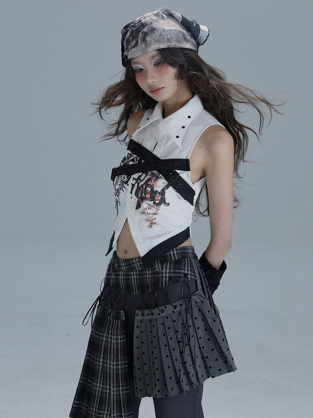 Punk Harness Graphic Crop Shirt