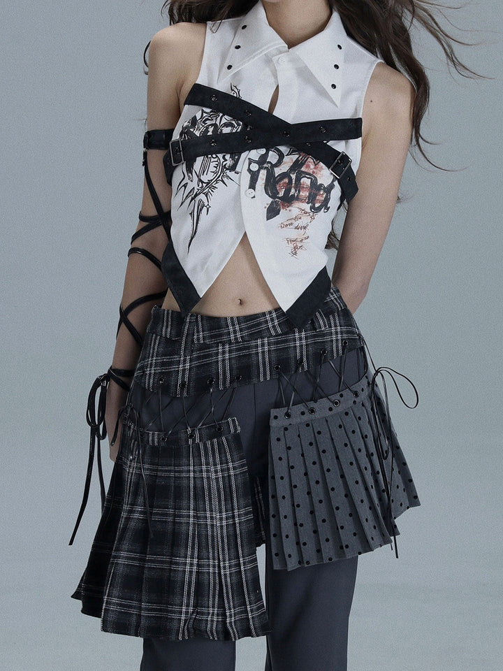 Punk Harness Graphic Crop Shirt
