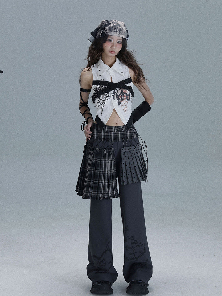 Punk Harness Graphic Crop Shirt