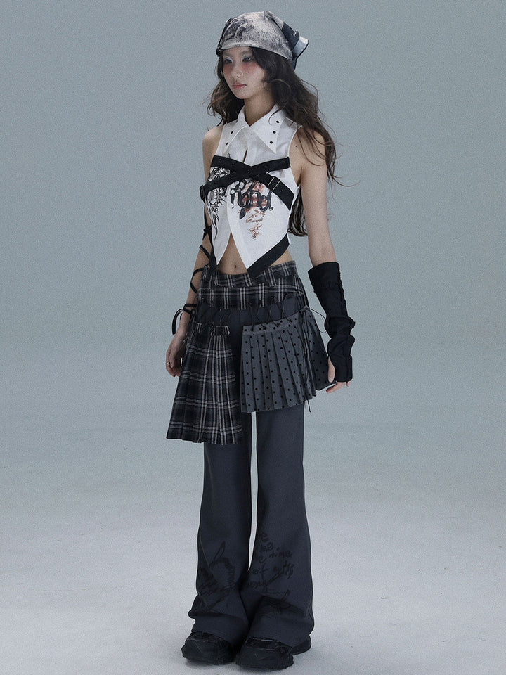 Punk Harness Graphic Crop Shirt