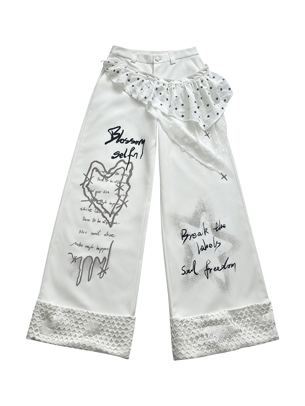 Y2K Star Ruffle Wide Leg Pants