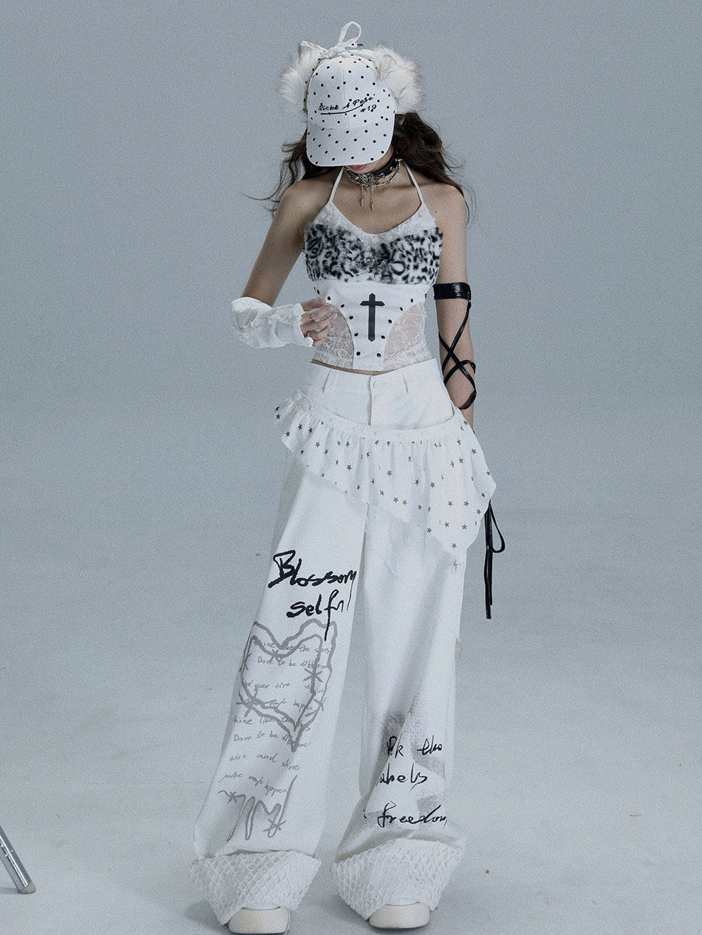Y2K Star Ruffle Wide Leg Pants