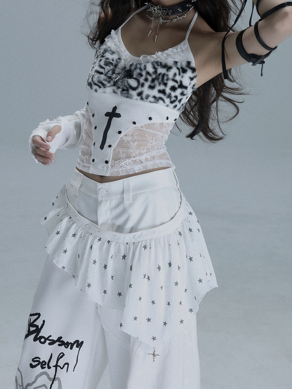 Y2K Star Ruffle Wide Leg Pants