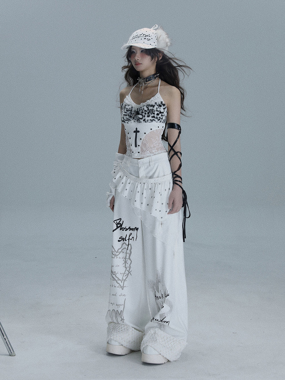 Y2K Star Ruffle Wide Leg Pants