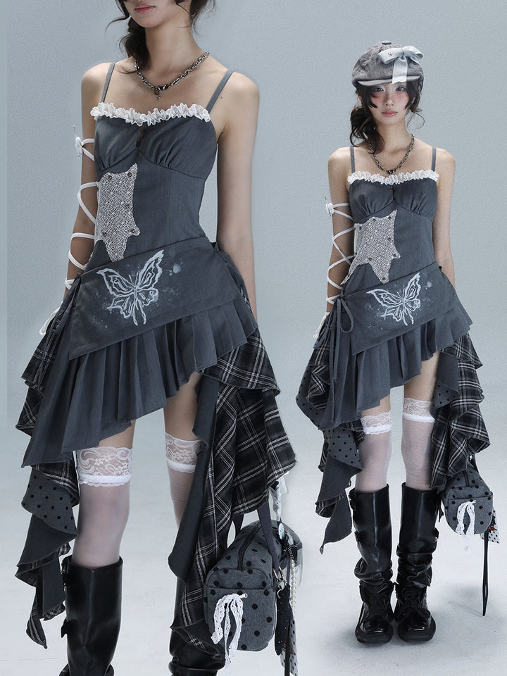 Y2K Butterfly Patchwork Dress