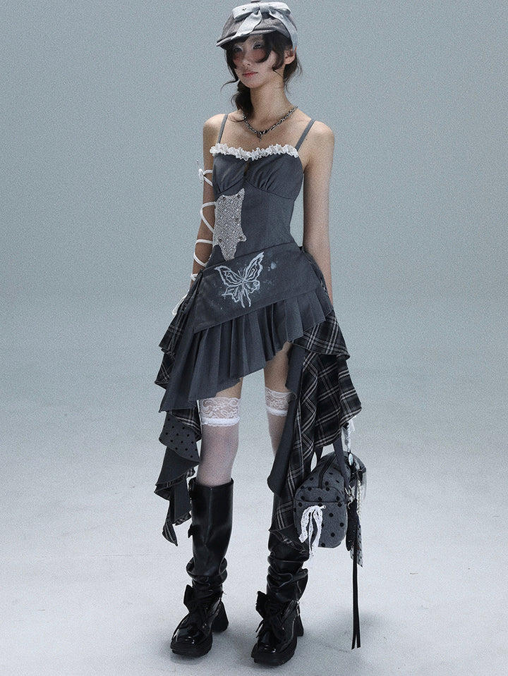Y2K Butterfly Patchwork Dress