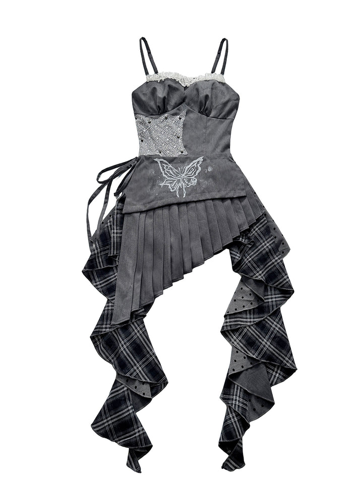 Y2K Butterfly Patchwork Dress