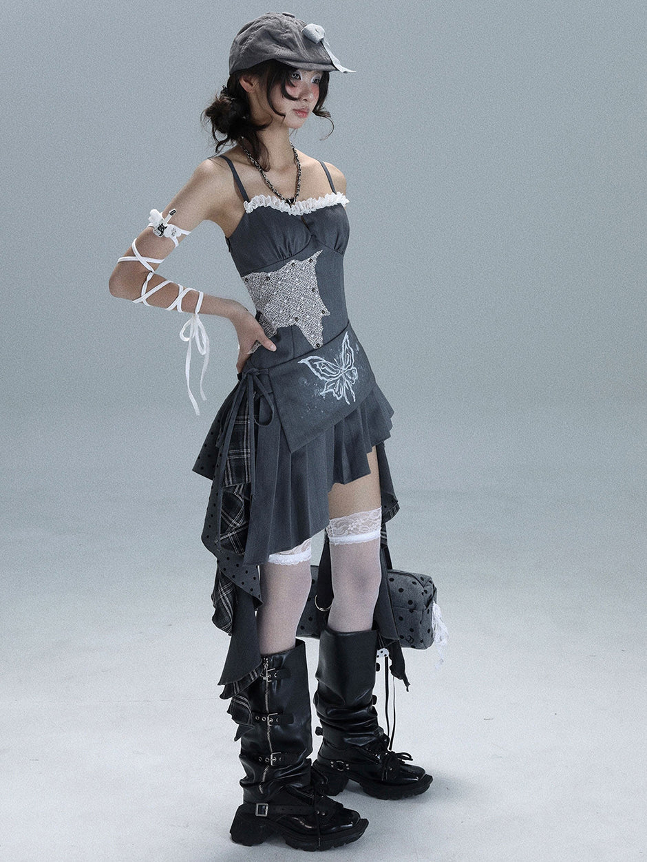 Y2K Butterfly Patchwork Dress