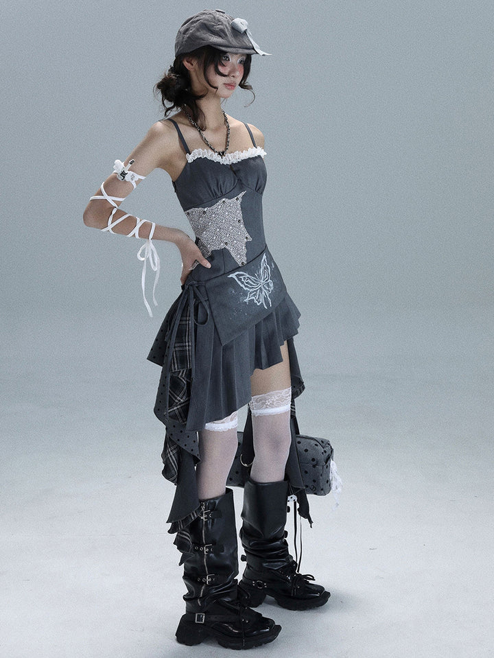 Y2K Butterfly Patchwork Dress