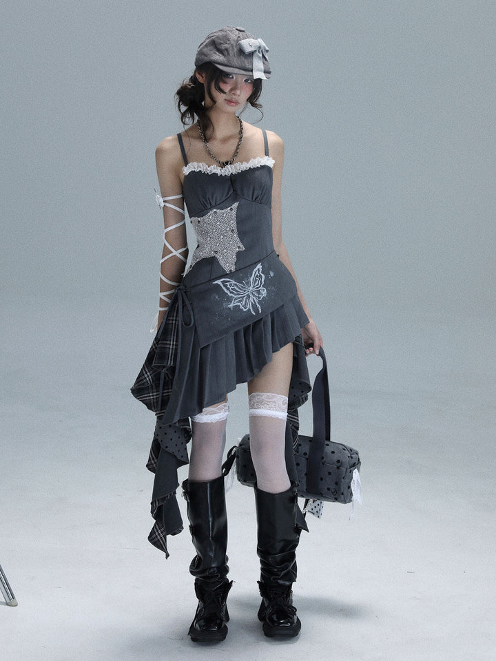 Y2K Butterfly Patchwork Dress