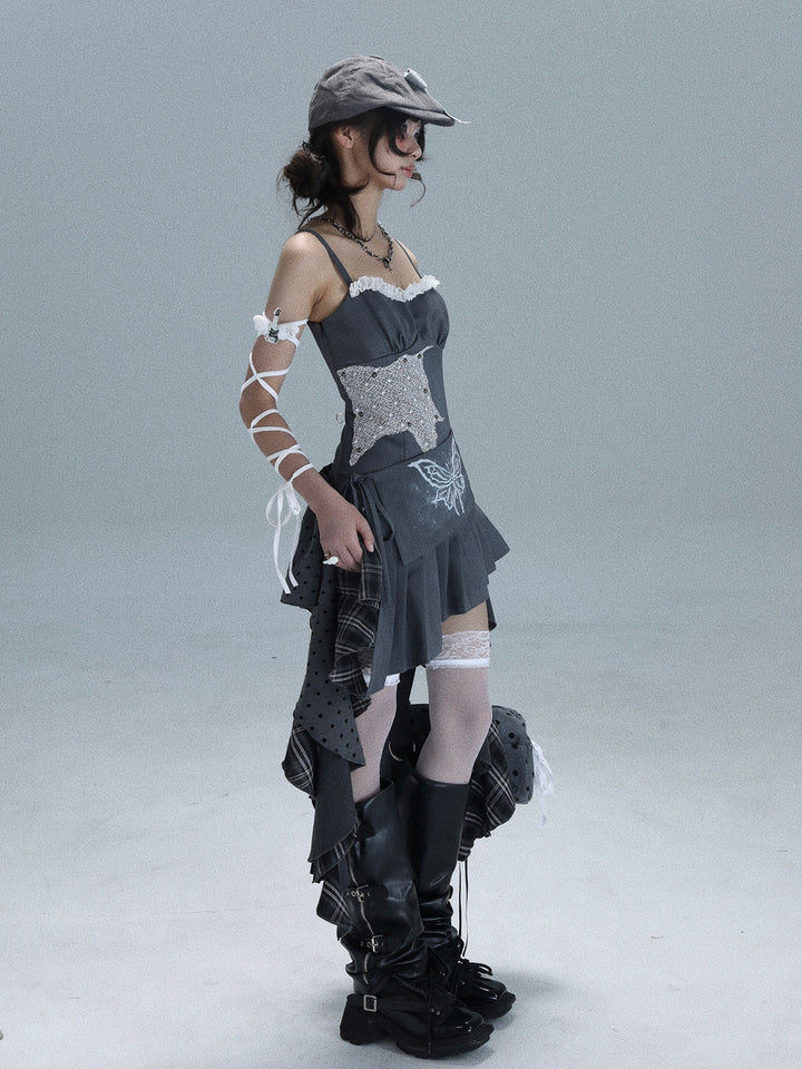 Y2K Butterfly Patchwork Dress
