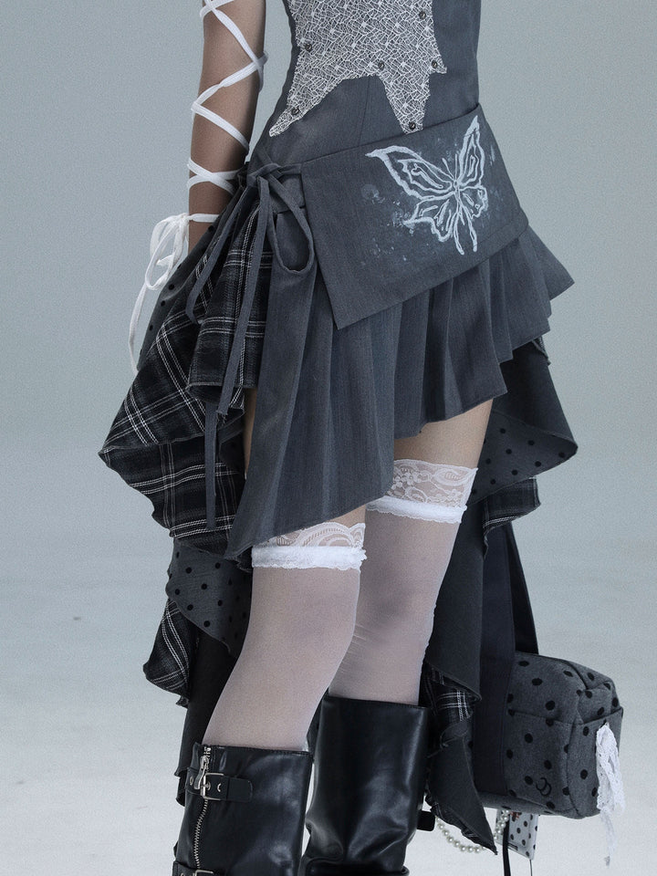 Y2K Butterfly Patchwork Dress